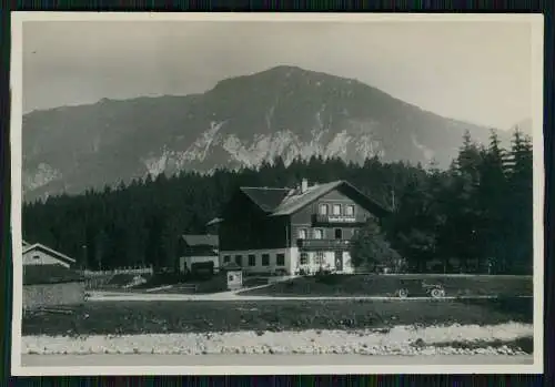 Foto Vorderriß Lenggries in Oberbayern, Gasthof Post, mit Karwendelgebirge 1936