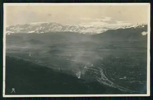 Foto AK Chile Fliegeraufnahme Fluß Panorama Hintergrund Gebirge 1931 gelaufen