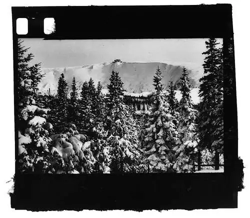 2x altes Dia - Baude in der Ferne Wo ? Schlesien Polen Winterlandschaft