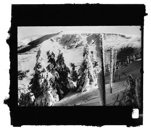 2x altes Dia - Baude in der Ferne Wo ? Schlesien Polen Winterlandschaft