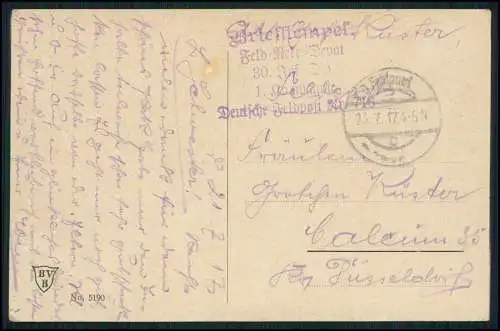 AK Künstler Dampfer in Seenot 1917 Feldpost gelaufen - Info Rückseite