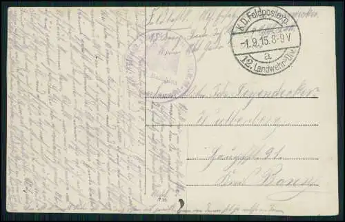 Foto AK 1.WK Soldaten Schulterklappe Inf. Regiment Nr. 99 1915 Feldpost gelaufen