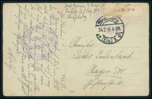 Foto AK 1.WK Soldaten Strasbourg Straßburg Elsaß Bas Rhin 1915 Feldpost gelaufen