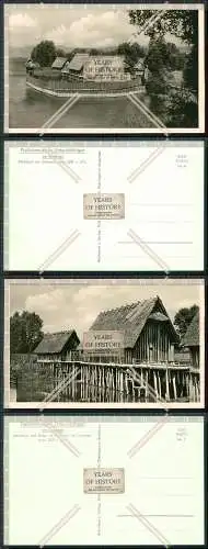 Foto AK 2x Bodensee Unteruhldingen Uhldingen Mühlhofen Freilichtmuseum Pfahldorf