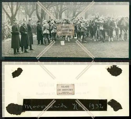 Orig. Foto Polizei Hamburg 1932 Tschako Uniform Gruppe Musikkorps mit Pferde 
