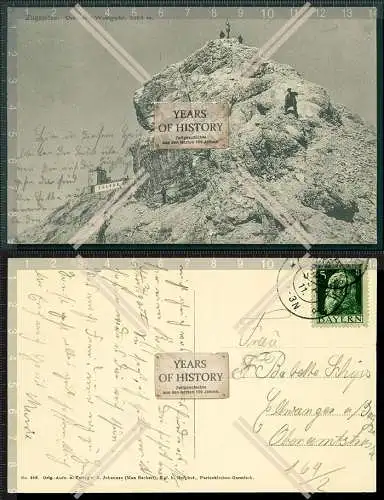 Orig. AK Zugspitze Ost und Westgipfel 1911 gelaufen mit Münchner Haus 
