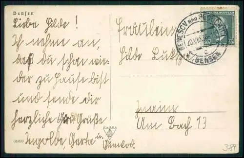 Foto AK Bensen a. Polzen Sudetengau, Blick auf den Ort 1936 gelaufen