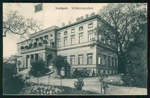 AK Stuttgart in Baden Württemberg, Partie am Wilhelmspalast mit Fahne 1913 gel.