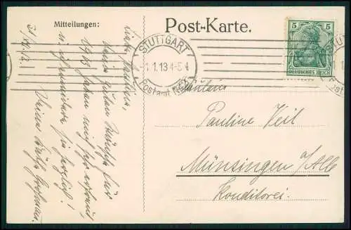 AK Stuttgart in Baden Württemberg, Partie am Wilhelmspalast mit Fahne 1913 gel.