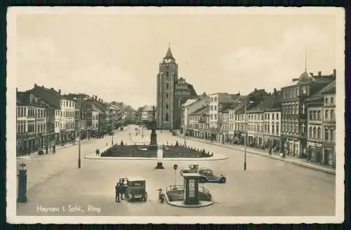 Foto AK Haynau Chojnów Legnicki Schlesien, Ring mit Blücherdenkmal 1937 gelaufen