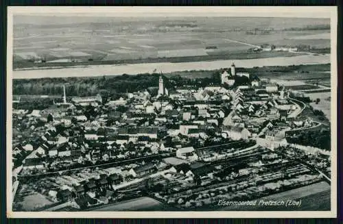 AK Eisenmoorbad Pretzsch Elbe, Blick in den Ort, Kirche 1940 gelaufen