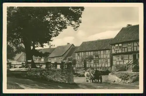 Foto AK Breitenstein im Harz, Platz der Einheit, Fachwerkhäuser Karte gelaufen