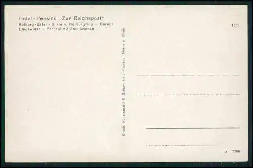 AK Hotel Pension Zur Reichspost in Kelberg-Eifel am Nürburgring Amt Adenau 1939