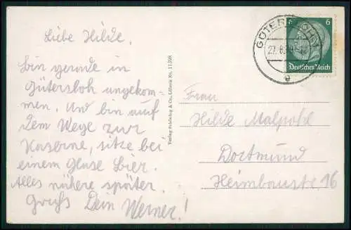 AK Gütersloh, Rathaus, Botanischer Garten, Berlinerstraße 1939 gelaufen