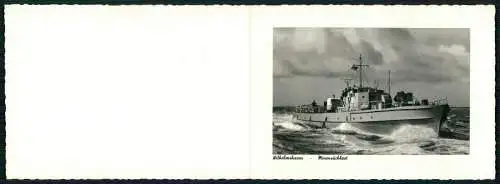 Klappkarte 30x10cm Fotografie Kriegsschiff Marine Minensuchboot Räumboot