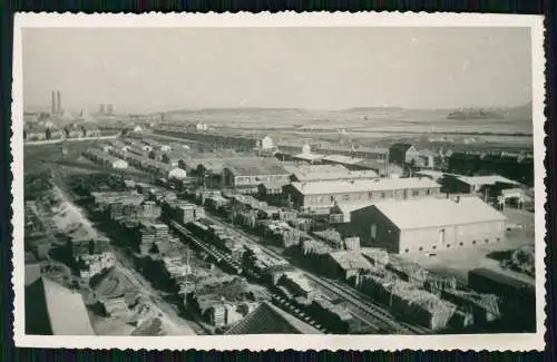 Foto großes Holzlager am Bahnhof Wo ? Luftbild Fliegeraufnahme 1936-40