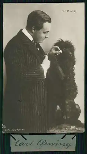 AK Portrait mit Hund Carl Clewing - Schauspieler 8706 Becker Maas Bonn 1916 gel.