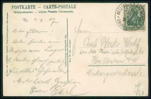 AK Münsingen Truppenübungsplatz, Baracken, Reichswehr 1907 gelaufen