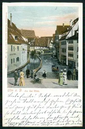 AK Litho Ulm an der Donau Baden Württemberg - Partie an der Blau 1902 gelaufen