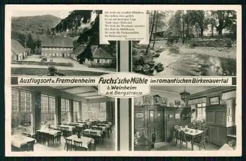 Foto AK Weinheim Bergstraße Fuchssche Mühle Gartenwirtschaft Birkenauer Tal 1938