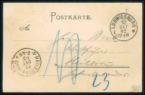 AK Präge Wappen Passepartout - Ludwigsburg Schloss Monrepos 1902 gelaufen