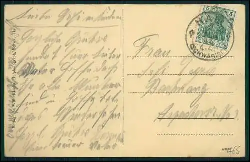 AK Schwäb. Schwäbisch Hall Straße Partie am Schiedweg 1914 gelaufen
