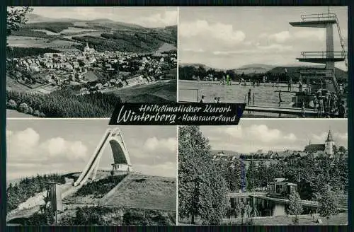 AK Winterberg im Saulerland Schwimmbad Sprungschanze Panorama Karte gelaufen