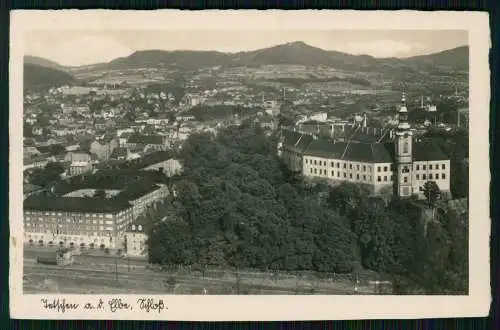 Foto AK Děčín Tetschen Bodenbach Elbe Reg. Aussig Blick Stadt mit Schloss 1941