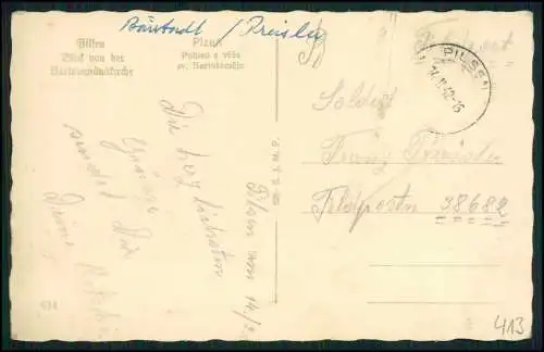 Foto AK Ansichtskarte Postkarte Plzeň Pilsen Böhmen Stadt 1942 gelaufen