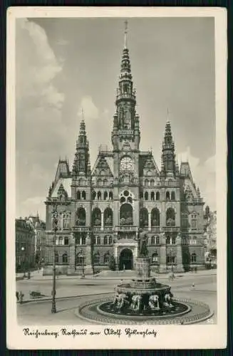 Foto AK Liberec Reichenberg Stadt Adolf Hitler-Platz Rathaus 1943 gelaufen