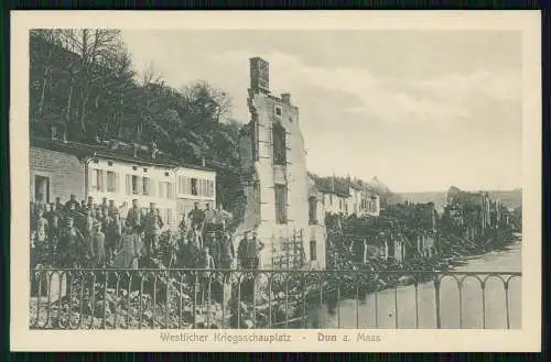 AK 1. WK Feldpost-Karte - Kriegsschauplatz Dun an der Maas deutsche Soldaten