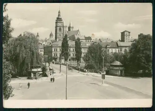 Foto AK Hradec Králové Königgrätz Stadt Blick auf Stadt mit Kirche Pražský most