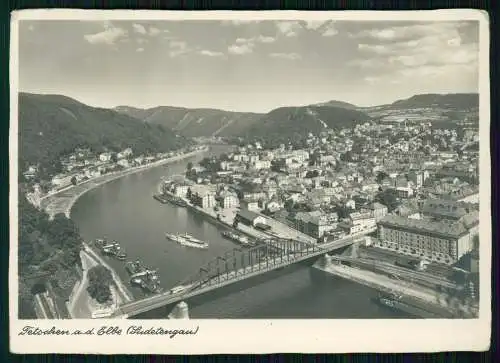 Foto AK Tetschen Elbe Region Aussig, Stadtansicht mit Böhmerberg Sudetengau