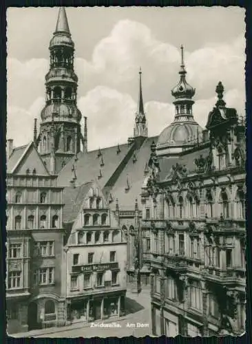 Foto AK Ansichtskarte Postkarte Zwickau in Sachsen, Partie am Dom Geschäfte