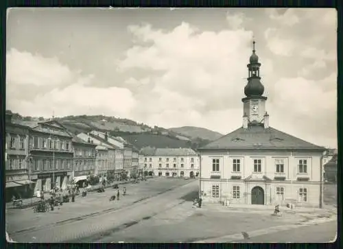 Foto AK Jeseník Freiwaldau Reg. Olmütz, Adolf Hitler Platz mit Rathaus 1939