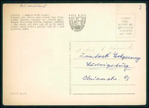 Foto AK Jeseník Freiwaldau Reg. Olmütz, Adolf Hitler Platz mit Rathaus 1939