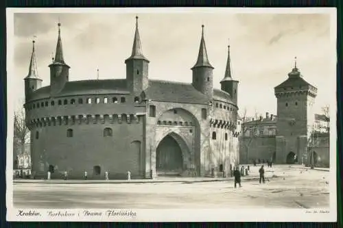 Foto AK Kraków Krakau Polen, Barbakan, Barbakane, Stadtmauer Foto St. Mucha 1940