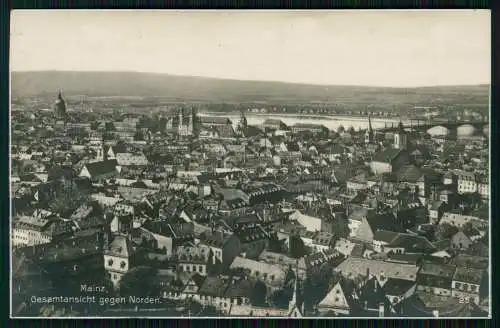 Foto AK Mainz am Rhein Panorama gegen Norden - 1927 gelaufen Trinks Postkarte