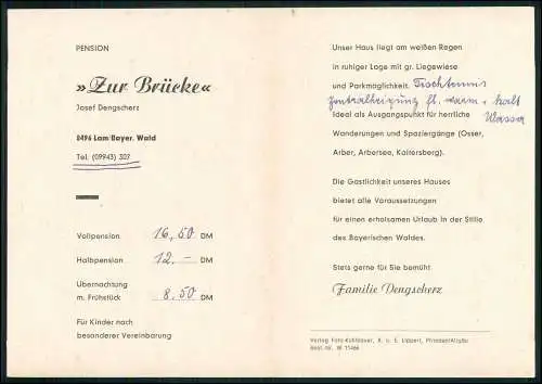 Klappkarte 21x15cm Lam Lr. Cham in Bayern PENSION Zur Brücke Josef Dengscherz