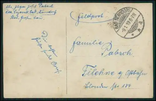 Foto AK 1. WK Bad Nenndorf Lazarett 1919 Feldpost gelaufen -Info Schild auf Foto