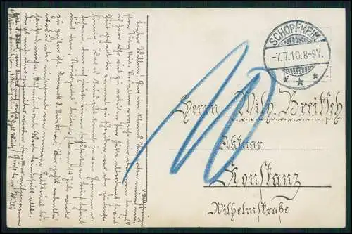 Foto AK Schopfheim Weiler Lr. Lörrach Damen Zwillinge mit Herren 1910 gelaufen