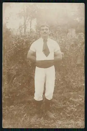 5x Foto AK kräftige Junge Männer in Turnkleidung oder Anzug um 1910