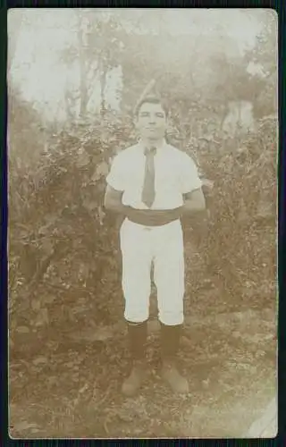 5x Foto AK kräftige Junge Männer in Turnkleidung oder Anzug um 1910