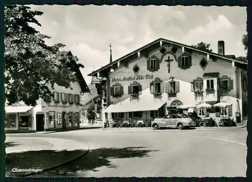 Foto AK Oberammergau Dorfplatz und Hotel Alte Post