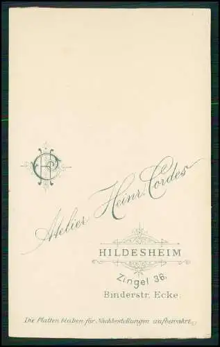 CDV Foto Portrait Soldat 1900 mit Bart  - Atelier Heinrich Cordes, Hildesheim