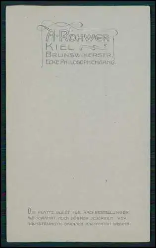 CDV Foto Portrait Soldat - A. Rohwer, Kiel, Brunswikerstrasse 15a