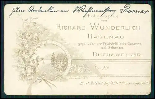 CDV Portrait Soldat Orden - R. WUNDERLICH HAGENAU Elsass Feldartillerie-Kaserne