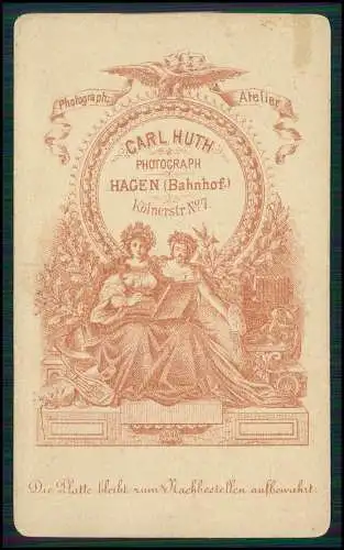 CDV Foto Junge junger Mann - Fotografie Carl Huth, Hagen, Kölnerstr. 7