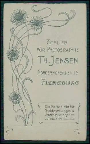 CDV Foto feiner junger Mann -  Th. Jensen, Flensburg, Norderhofenden 15