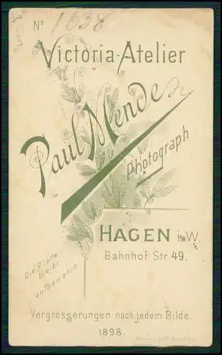 CDV Foto Kleinkind sitzend - Fotografie Paul Mende, Hagen i. W., Bahnhofstr. 49